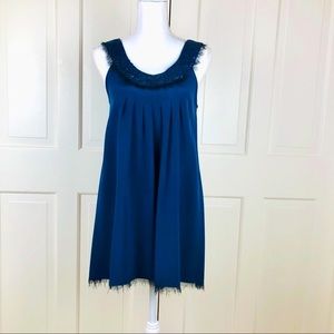 Alice + Olivia blue silk sequin tunic top S